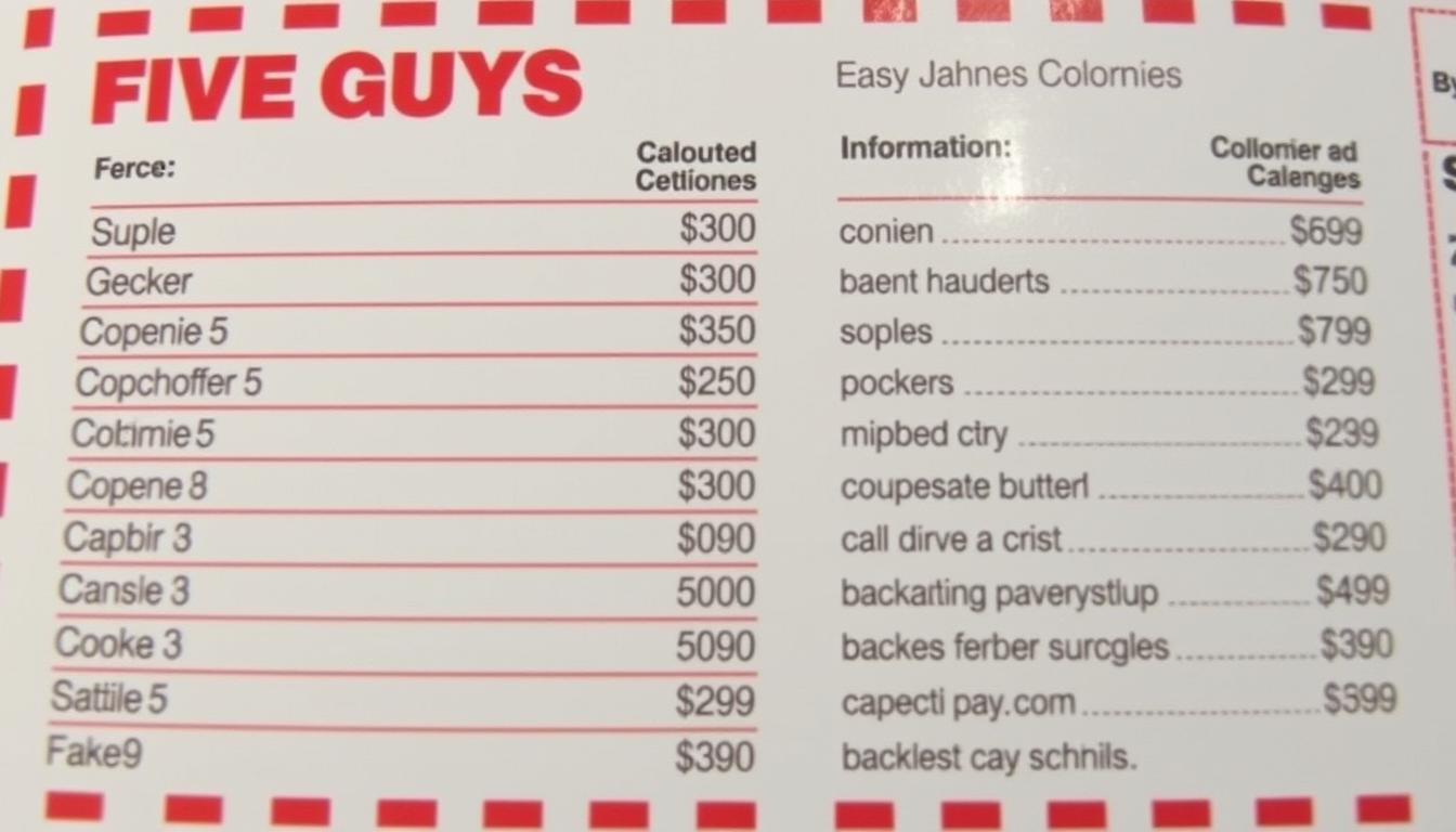 Five Guys Menu Calories