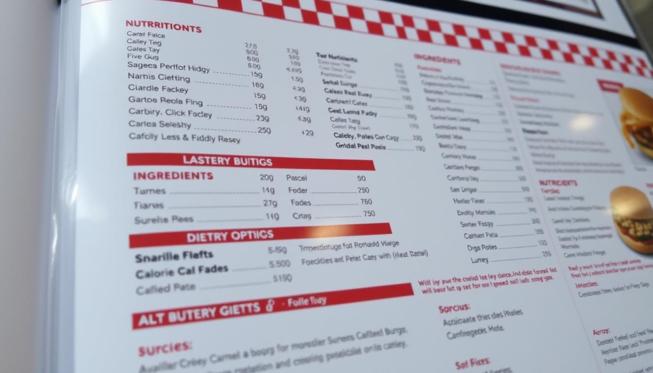 Five Guys Menu Nutrition